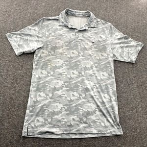 Vineyard Vines Performance Polo Mens S Gray Camo Golf Stretch Whale Casual *FLAW